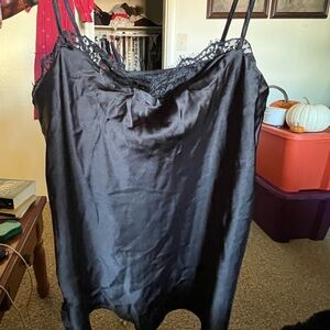 Forever 21 Black Satin Cami with Lace Detail